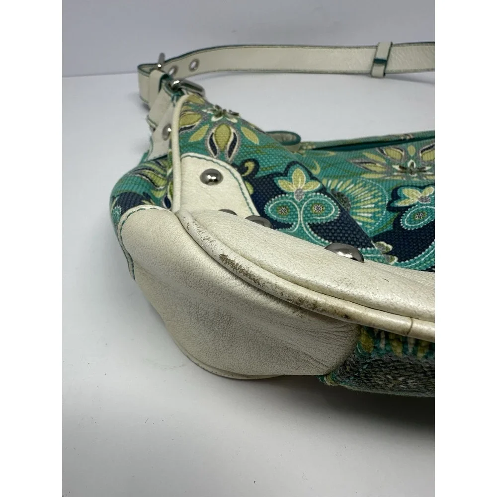 Vintage Y2K The Sak Leather Hobo Shoulder Bag Boho Floral Beaded Z0